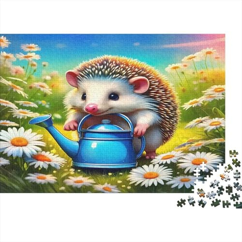Riccio Carino Puzzle 1000 Pezzi Carta per Adulti Prato di Fiori Gioco di Puzzle 1000 Pezzi Relax Concentrazione Famiglia Regalo 52x38cm/1000pcs