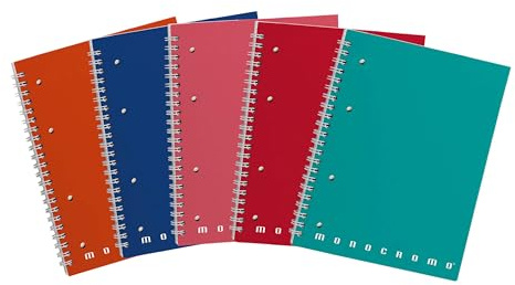 Pigna Quaderni Maxi Spiralati Monocromo, interno 4M, quadretti 4 mm., 4 fori e microperforazioni, Carta 80 g, Formato A4 22X29,7 cm. 5