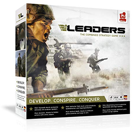 Rudy Games - LEADERS - Das Strategiespiel mit App, Brettspiel für die ganze Familie, spannendes Gesellschaftsspiel, Für Kinder, Jugendliche und Erwachsene, Führe deine Nation mit Risiko zum Sieg, Für 2-6 Spieler ab 10 Jahren