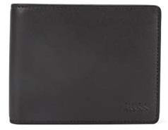 BOSS Herren Asolo Klapp-Geldbörse aus Glattleder mit Münzfach,Schwarz,Einheitsgröße