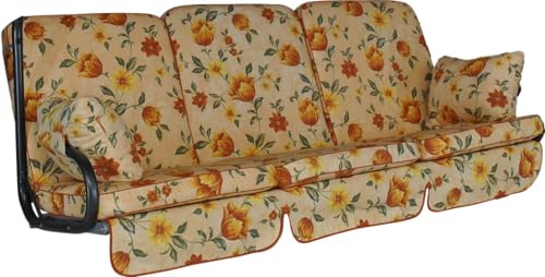 ANGERER Hollywoodschaukel Auflage Comfort beige-Terra geblümt | passend für viele 3-Sitzer Hollywoodschaukeln, Schaukelauflage Made in Germany