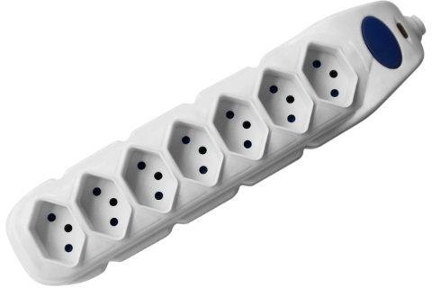 Electraline 882079 Multipresa con 7 Prese Svizzere, Senza Cavo, Bianco