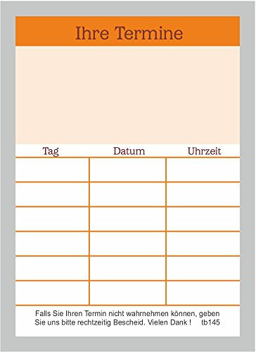 10 neutrale Terminblöcke mit je 50 Terminzettel, Terminblock tb145 orange Heilpraktiker und andere Berufe