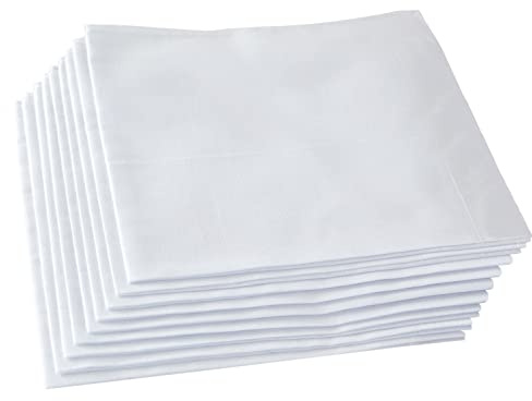 Ricosky Women'sLadies Pure White Handkerchiefs,12 inch,100% Cotton, Pack of 12