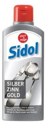 SIDOL Silber Zinn Gold 250ml Reinigt gründlich Tafelgeschirr, Besteck, Schmuckstücke, Zinnkrüge, Zinnfiguren, Chrom-Oberflächen und vieles weitere ohne zu kratzen