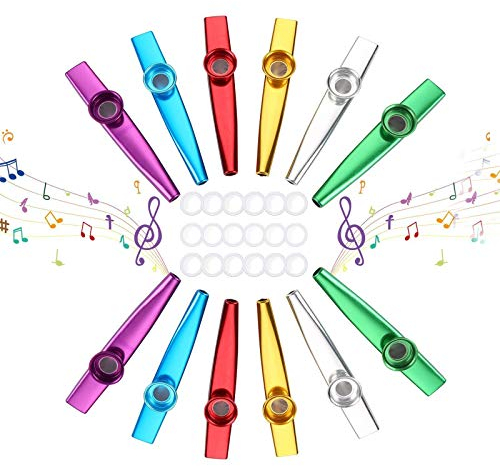 Herefun Kazoo, Metall Kazoo Musik Instrument für Ukulele, Gitarre, Violine, Klaviertastatur mit 18 Flöten-Membranen für Kinder Musikliebhaber