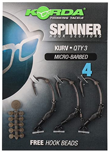 Korda Spinner Hook Sections Kurv Micro Barbed Größe 4 KCR130 Readyrig Fertigrig Vorfach Rig