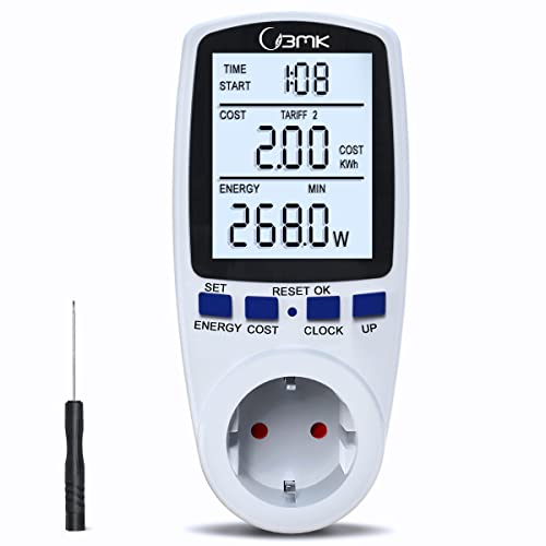 Stromzähler, Strommessgerät Multifunktionssteckdose Dual-Rate Time Sharing Bereich, Digitaler Energiekosten Messer mit LCD-Bildschirm, Elektrizitäts Analysator mit Überlastsicherung 3680W
