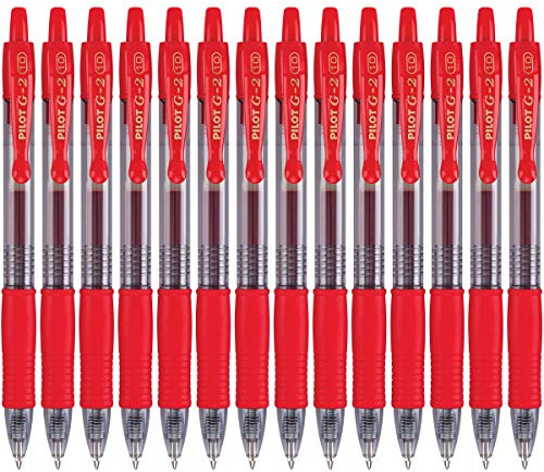 Pilot G2 Premium Gel-Stifte, nachfüllbar und einziehbar, rote Tinte, 14er-Pack (15400)