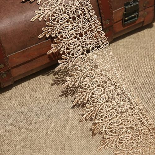 Little lane lace 9 cm Breite Europa Chips Muster Inelastische Stickerei Spitzenbesatz, Vorhang Tischdecke Slipcover Braut Selbermachen-Kleidung/Zubehör (1,8 Meter in einem Paket) (Gold)