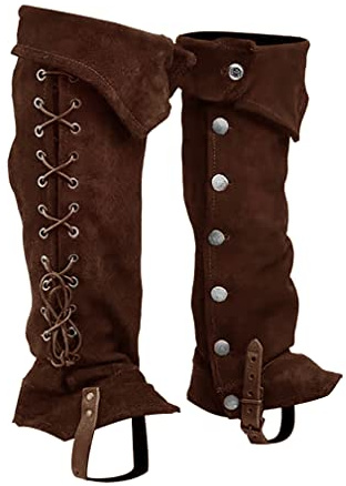 Darabun Vintage Beinschutz Gamasche - verstellbare PU Leder Schnalle Schuhe Abdeckung Mittelalter Stiefel Gamaschen Wandern Schienbeinschutz Rüstung für Männer Frauen, Cosplay Kostümzubehör