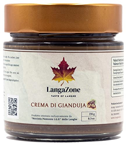 LangaZone Crema Spalmabile con Nocciole Piemonte I.G.P. delle Langhe, Crema di Nocciole 100% Italiane, Crema Nocciole 100% Artigianale, Crema 100% Nocciole Alta Qualità (Crema Gianduja)