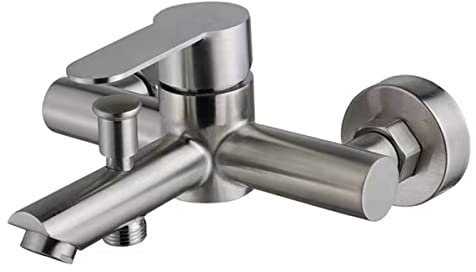 SUS 304 In Acciaio Inox A Parete Vasca Rubinetto Doccia Miscelatore Ad Alto Flusso Bagno Lavandino Rubinetti, Due Beccuccio, Maniglia Singola, Spot Resist Nichel Spazzolato