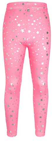 Maeau Leggings da danza lucidi per bambine e ragazze, leggings elasticizzati primaverili estivi per ginnastica e balletto, senza piedi, per 2-12 anni, B-rosa, 5-6 Anni