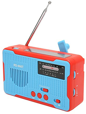 Radio de Emergencia, Am FM Manivela Enchufe de Alimentación Cable USB 3 Pilas AAA Radio de Manivela Solar con 1 LED, Antena de Radio Incorporada Batería de 2300 mAh para Acampar Senderismo