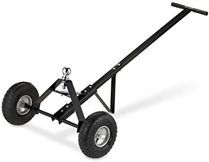 Relaxdays Ayuda Maniobrar Remolques, 48x137x72 cm, Ruedas Neumáticas, hasta 250kg, Acoplamiento Esférico, Acero, Negro, Caucho