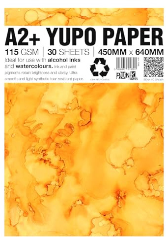 Punkcards Yupo Paper - Tintas de alcohol - Papel Yupo A2 - Papel artístico de tinta de alcohol - para artistas y pintores - 30 hojas - 115 g/m² - A2+ - 450 mm x 640 mm