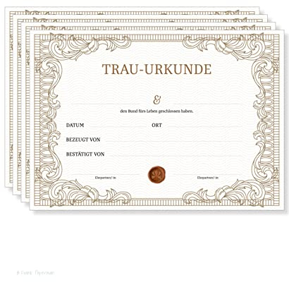 Frank Paperman | 25x Urkunde Eheschließung | orginelle Hochzeitsgeschenke | klassisches Design | Karte Hochzeit | Vordruck im DIN-A4-Format | Hochzeit Überraschung Standesamt