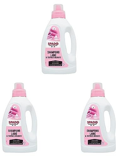 SPADO - Shampooing laine & textiles délicats - Lavage main ou machine - Antistatique - Anti feutrant - Protection & douceur - 750 ML - Fabriqué en France (Lot de 3)