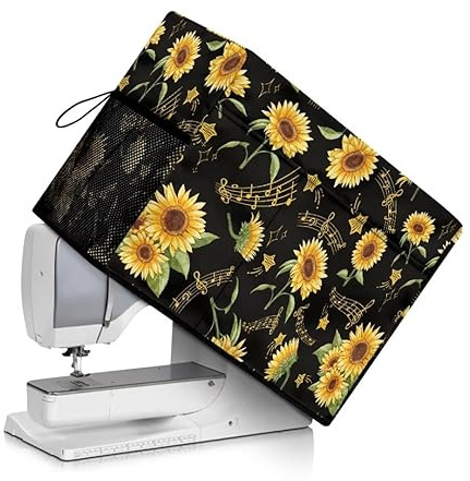 Jeiento Nähmaschinen-Abdeckung mit Taschen für zusätzliches Zubehör, kleine Maschinenschutz, Staubschutz für die meisten Standard-Nähmaschinen, Schwarz , Beauty Case
