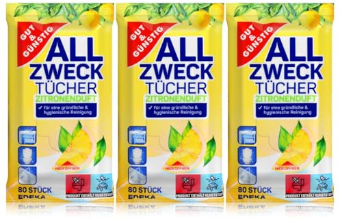 Gut & Günstig Allzwecktücher Zitronenduft 3 x 80 (240) Stück