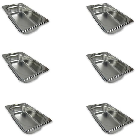 AcMax 6 Stück GN 1/4 Gastronormbehälter GN-Behälter Edelstahl 1,8 Liter Tiefe 65mm Gastronorm
