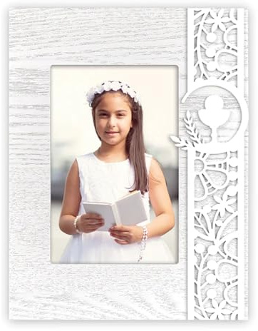 Generic Bilderrahmen aus Holz für Foto 13 x 18 cm Meine Erstkommunion – Dekorativer Tisch-Bilderrahmen mit Kelch – Geschenk für Kommunion Mädchen und Jungen