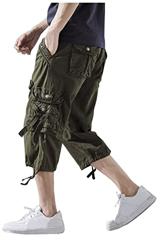 Generisch Herren Cargo Shorts 3/4 Sommer Arbeitshose Outdoor Kurz Hose Atmungsaktiv Freizeitshorts mit Taschen, S-5XL