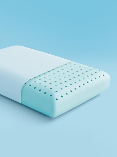 SLEEP ZONE Cooling Memory Foam Pillow - Odorless, Breathable, Skin-Friendly with Superior Support for Back, Stomach or Side Sleepers, Home, Hotel, Hospital Essentials (Blue, Standard, 1 Pack)