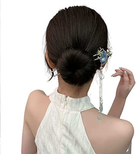 palillo del pelo, Palillos for el cabello, horquilla con borlas vintage, horquilla en forma de U, horquillas for fijar moños, accesorios for el cabello con flores for mujeres y niñas(Style 50)