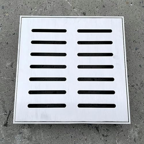 304 Edelstahl Ablaufrinne mit quadratischem Gitterrost (10x10, 15x15, 20x20, 25x25, 30x30, 40x40, 50x50, 60x60 cm), ideal für Terrasse, Kanalisation, Garage, langlebige Außenablaufabdeckung