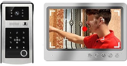 WOTZOV Interphone vidéo sans Fil avec Carte RFID et Empreinte Digitale de 9 Pouces, système d'interphone vidéo sans Fil, déverrouillage à Distance Intelligent pour la Maison, Installation Facile
