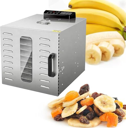 Food Dehydrator Machine, Stainless Steel Dryer for Meat Jerky Beef Fruit Herbs - Dehydrated Equipment, Digital Display, 86-194℉ Adjusted Temp, 0-24 Hours Timer,8Layer-110V