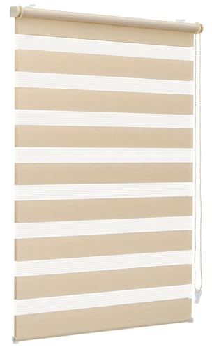 Sekey Double Roller Blind Klemmfix No Drilling for Windows Double Roller Blind 85 cm Wide Duo Roller Blind Sun Protection 85 x 100 cm Yellow Linen