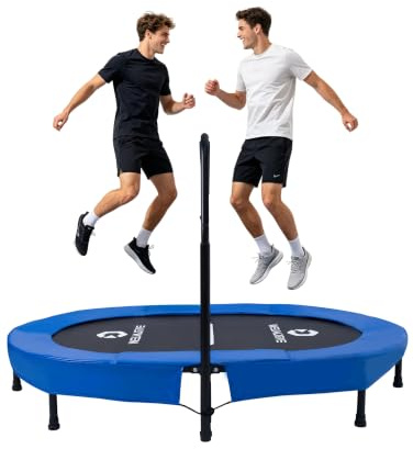 Welmotive Ovales Indoor Trampolin für 2 Personen geräuscharm belastbar bis 150kg Ideal für Kinder & Erwachsene Fitness Muskelaufbau Gewichtskontrolle Sicher mit 40 Federn Geschenkidee