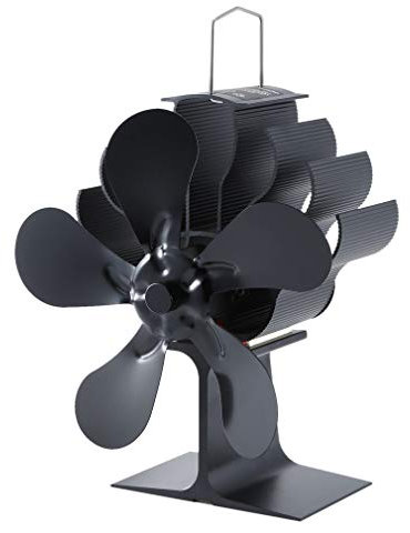 Thermoelectric Fireplace Fan, Five-blade Burner Fan, Non-electric Hot Air Circulation, Anodized Aluminum Quiet Design, 180-210 Cfm Heating Efficiency