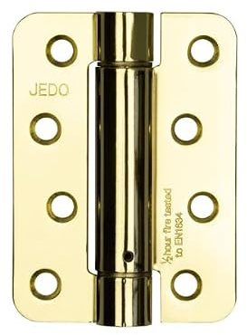 Kooples Hardware Steel Radiused Single Action Spring Hinges 102x76mm – Pack of 3 Heavy Duty Door Hinges with Adjustable Tension – Satin Stainless Steel Self-Closing Hinges for Internal & Fire Doors