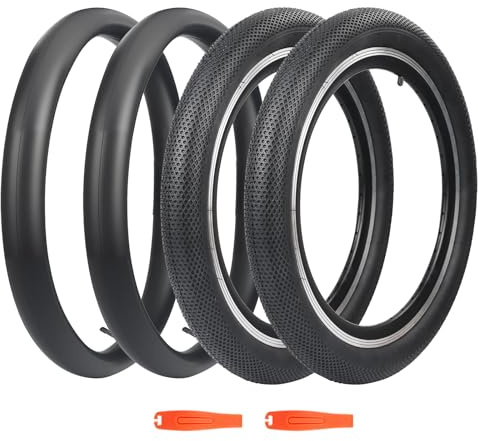ZUKKA 2Pcs Faltbarer 20 Zoll BMX Reifen 20x2.40 Mantel und 2Pcs 20 Zoll Schlauch Ventil kompatibel Kinderfahrrad,MTB Mountainbike, MX Freestyle 20x2.40 Fahrradreifen und schlauche