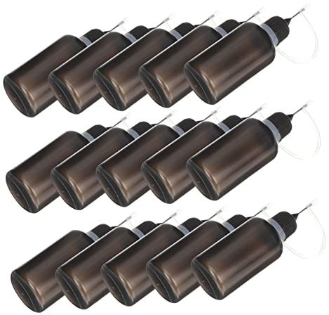 Anneome 20pcs Black Refillable Oil Squeeze Bottles with Steel Needle Nozzle, 30ml Ldpe Plastic Applicator Bottles for Machine Oil and Glue Storage, Precise Pointed Tip for Workshop and Industrial Use
