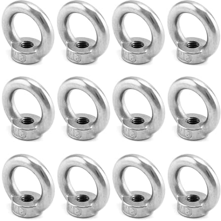 12 Stück Ringmutter M8 Augenmutter 304 Edelstahl Gewinde Ösenmutter Ringmuttern Augenmuttern Hardware Ringösen zum Heben von Zubehör Augenmutter