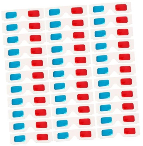 IMIKEYA 60 Stück Papierbrillen für Filme Anaglyph Rot Blau Brillen Kartonrahmen Hautfreundlich für Filme Magazine Comics Erwachsene