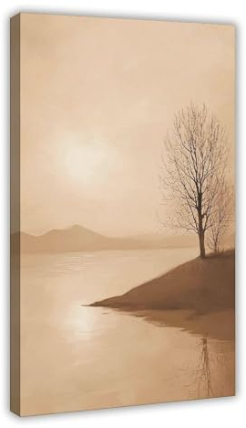 WOPIYNAG Leinwandbild mit Baum, Motiv: Minimale Landschaft, Wandkunstdruck, Bild, Gemälde, 30 x 45 cm