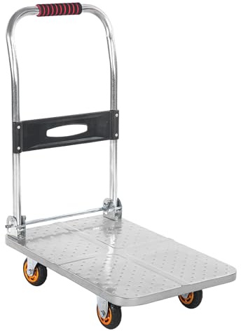 Chariot à plateforme pliable robuste – Chariot à plateau roulant pour un transport facile – Idéal pour le déménagement de garage et d'entrepôt