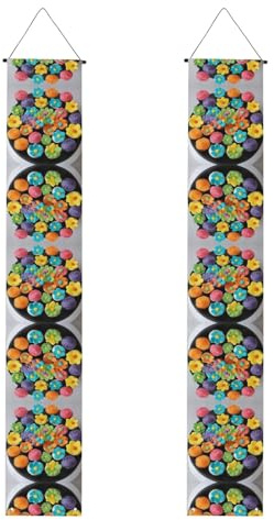 Bunte Cupcake-Regenbogen-Blumen-Kuchen-Druck, Herbst-Veranda-Banner, Polyester-Banner, für drinnen und draußen, einfach aufzuhängen, wiederverwendbar