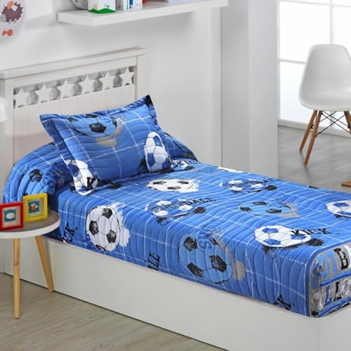 Sibiles Colcha Bouti Ajustable Cama Nido Infantil y Juvenil de Verano Fútbol Quick Color Único Talla Cama 90