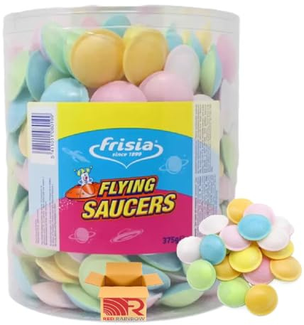 Sour Fruit Flying Saucers Sweets - 375g UFO Citric Crispy Wafers with Fruit Flavours Fizzy Sweets Bulk Buy by Red Rainbow