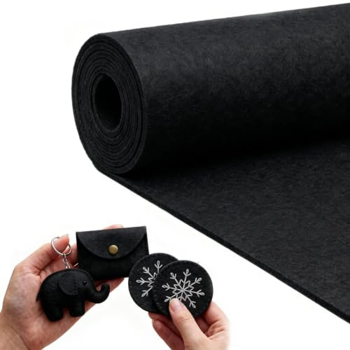 Filttyg 30–40 cm x 250 cm x 3 mm tjocklek pysselfilt i enskilda färger filttyg gör-det-själv för filtmatta, filtfilt, stoppning, bilmattor, lapptäcke sömnad, hantverk filttyg (svart, 30 x 250 cm)