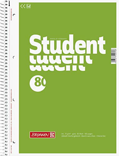 Brunnen 1067940 Notizblock / Collegeblock Student (A4, unliniert 70 g/m², 80 Blatt) 5 Stück