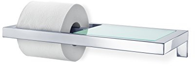 blomus -MENOTO- WC-Rollenhalter aus poliertem Edelstahl, praktische (Telefon-) Ablage, Klopapierhalter, Toilettenpapierhalter, exklusives Badaccessoire (H / B / T: 5 x 15,5 x 32 cm, Edelstahl, 68832)