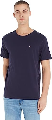 Tommy Hilfiger T-Shirt Maniche Corte Uomo Scollo Rotondo, Blu (Navy Blazer), L